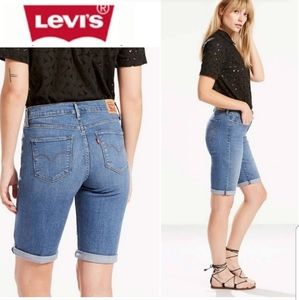 Levis Blue Denim Bermuda Shorts 28